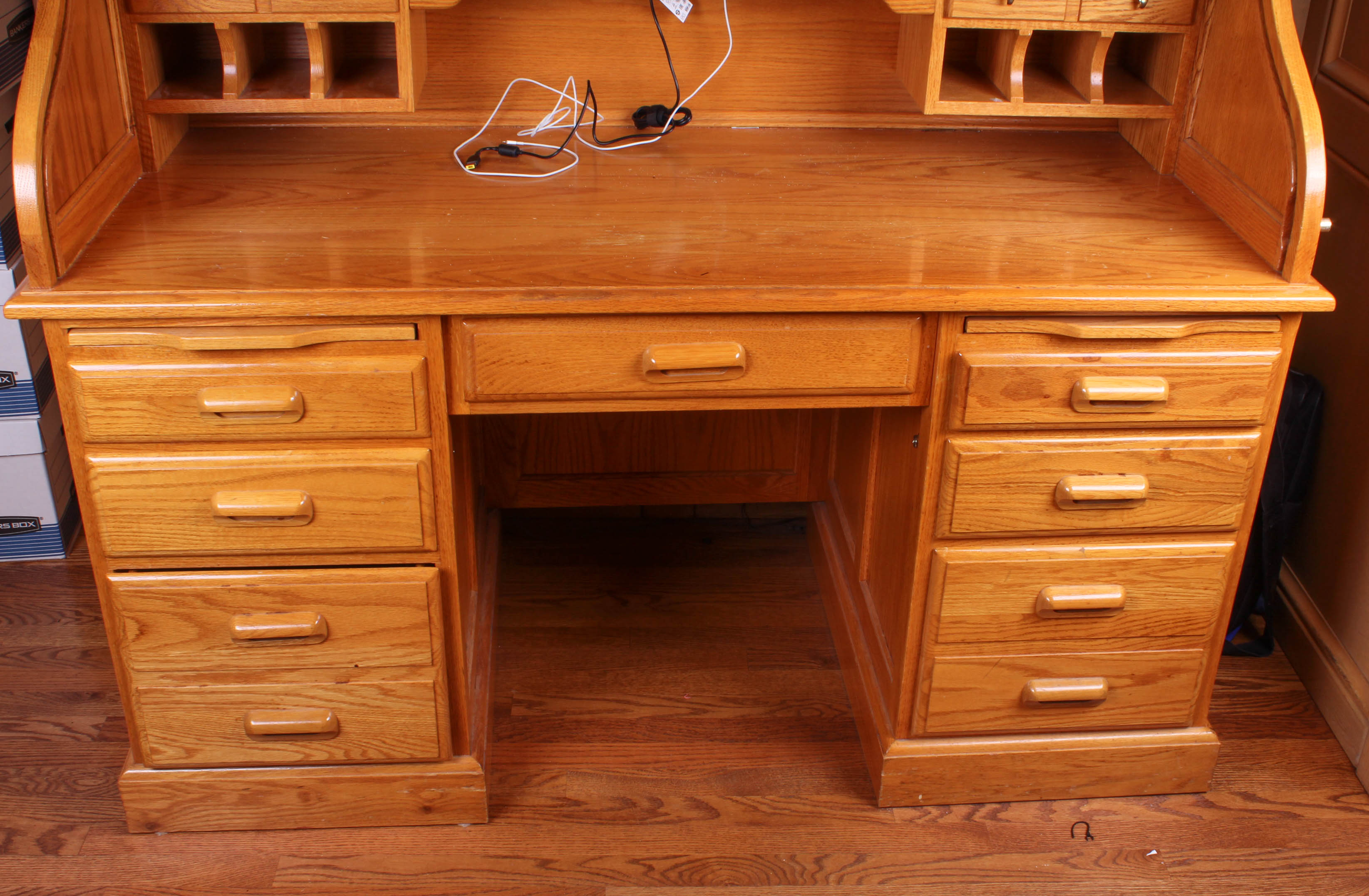 Oak Roll Top Desk by Nathan Hale