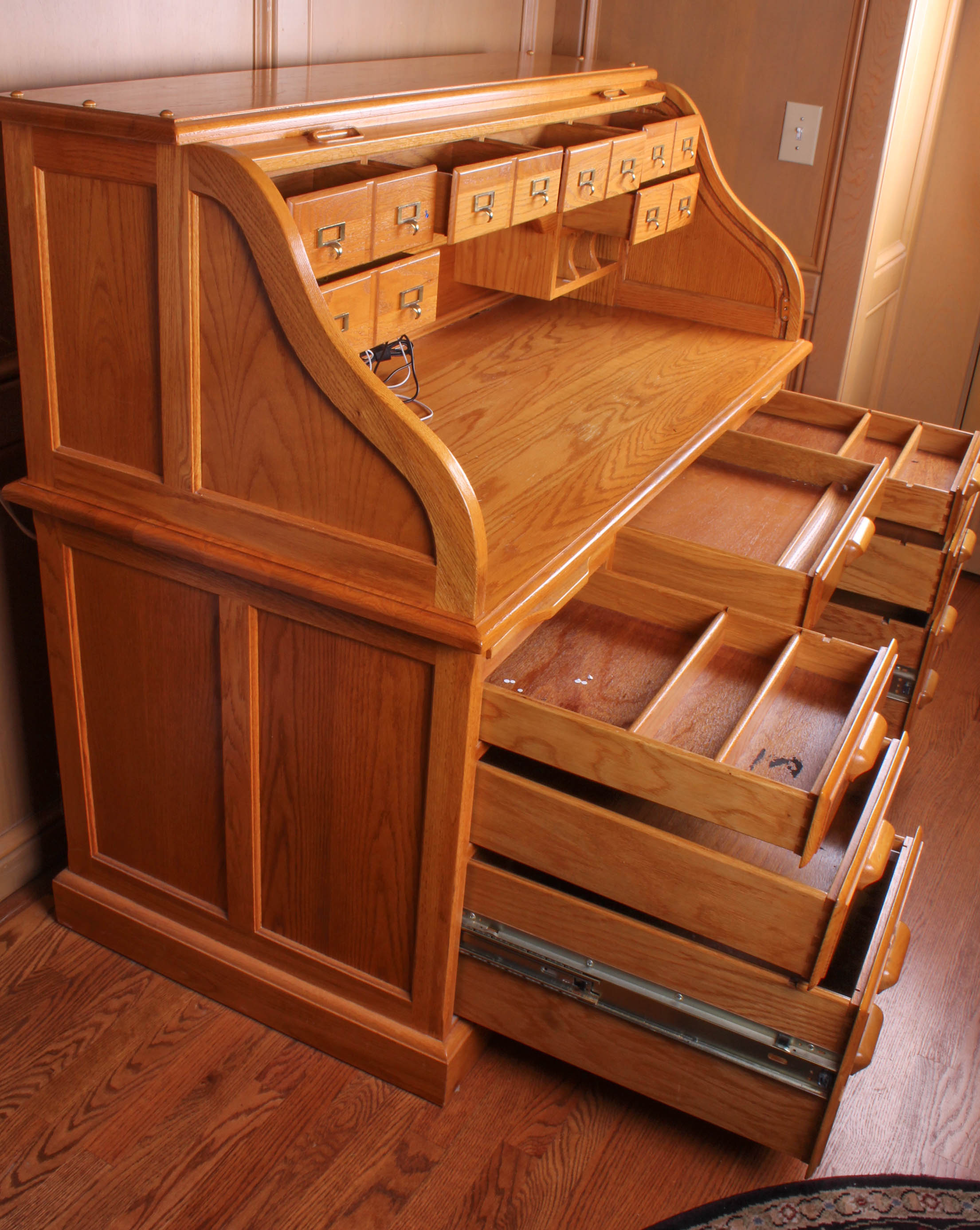 Oak Roll Top Desk by Nathan Hale