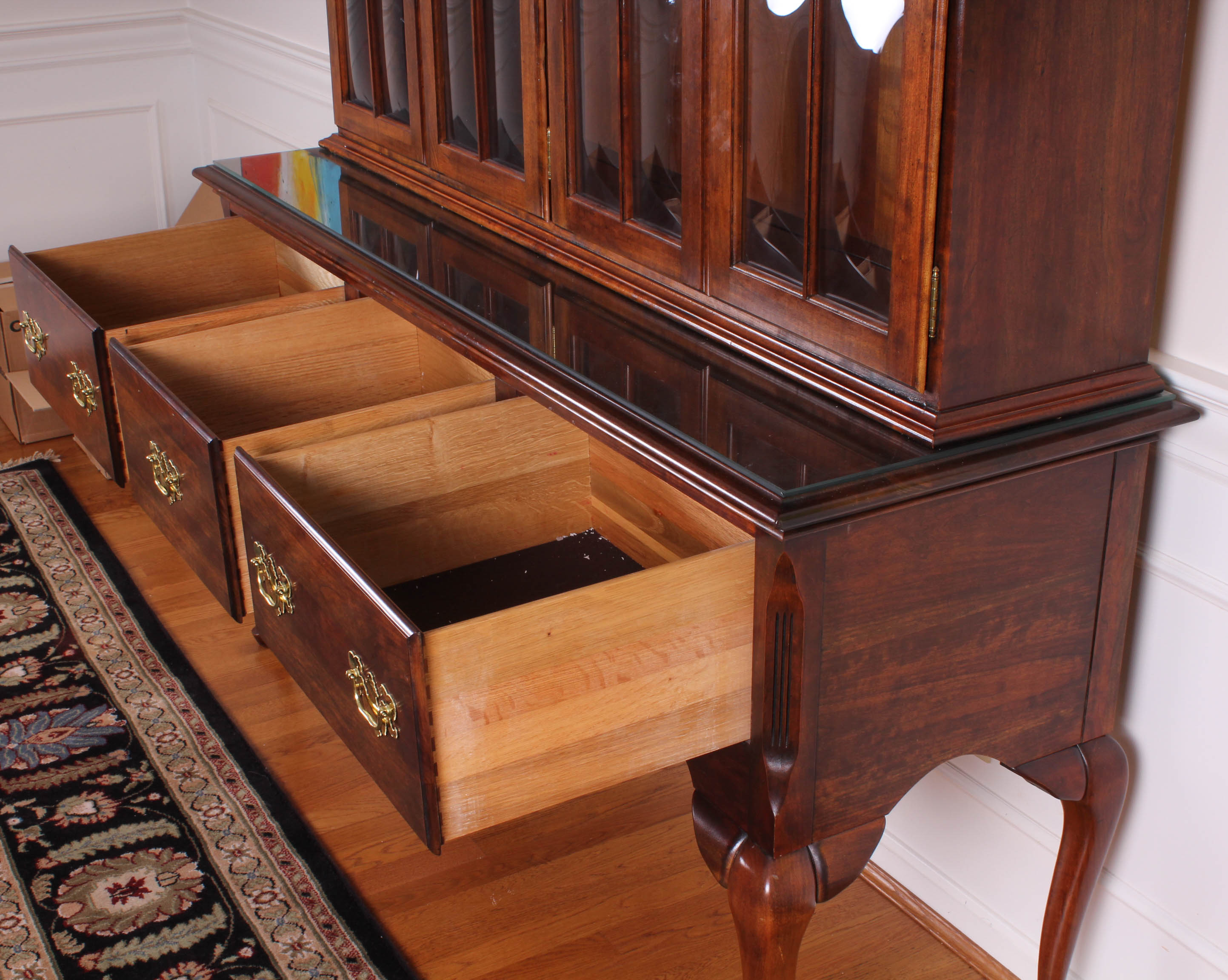 Queen Anne Style Sideboard with China Cabinet