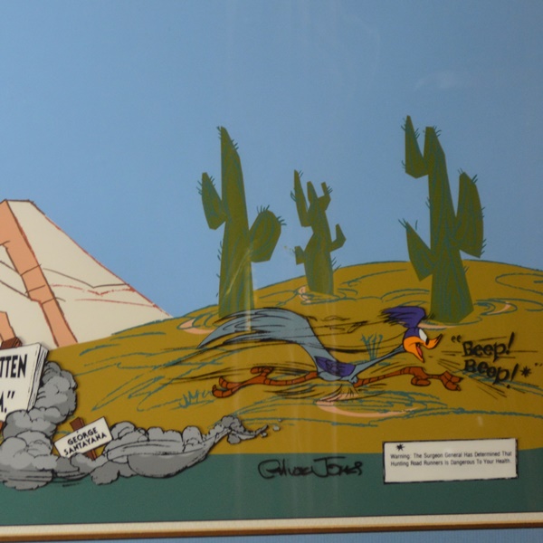 Road Runner and Wile E. Coyote "The Fanatic" Signed Cartoon Cel
