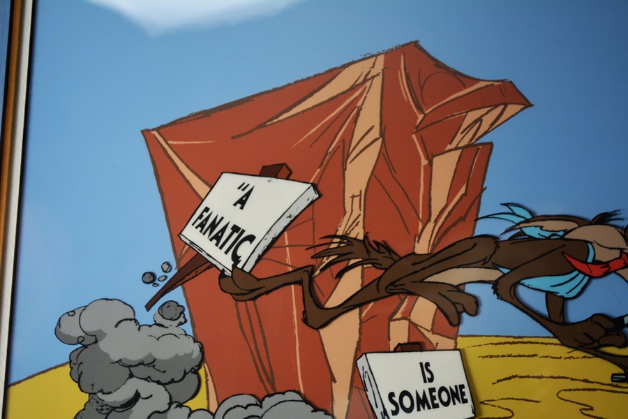 Road Runner and Wile E. Coyote "The Fanatic" Signed Cartoon Cel