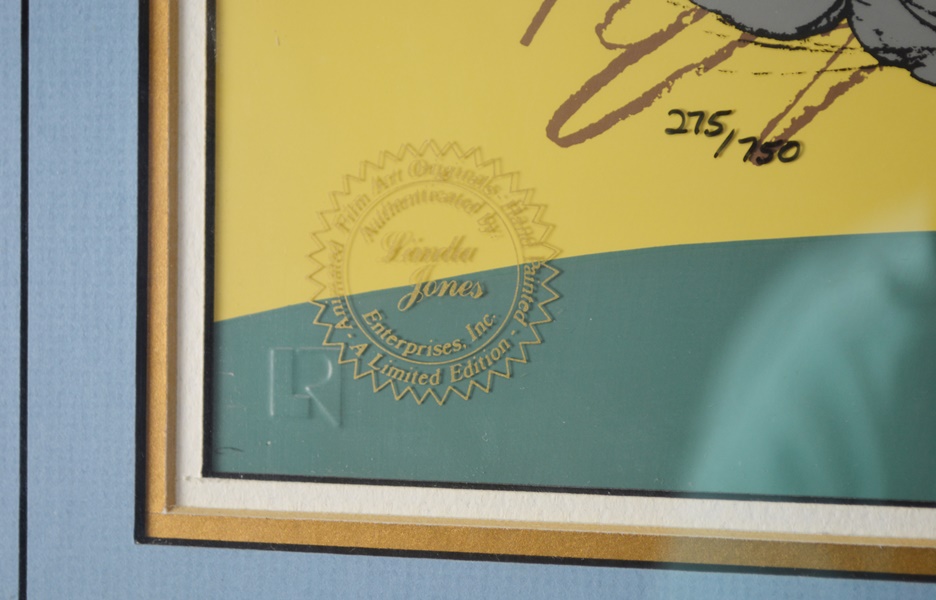 Road Runner and Wile E. Coyote "The Fanatic" Signed Cartoon Cel