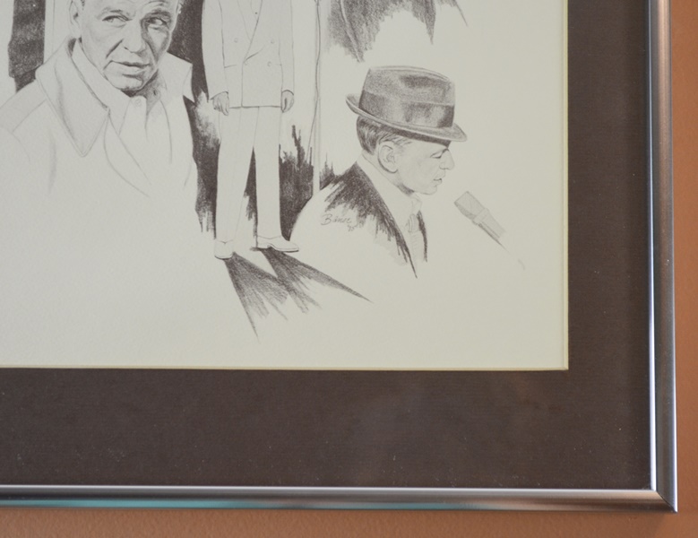 Frank Sinatra Montage Reproduction Pencil/Charcoal Drawing by Banse 1975