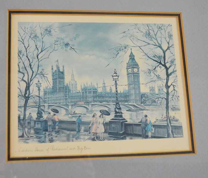 "London Tower Bridge" and "London Houses of Parliament and Big Ben" Offset Lithographs