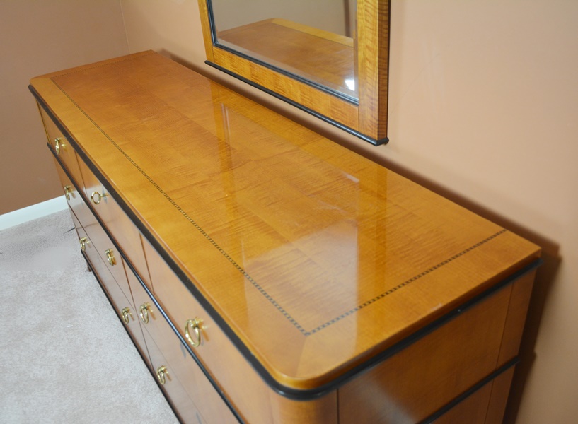 National Mt. Airy Furniture Biedermeier Style Dresser and MIrror