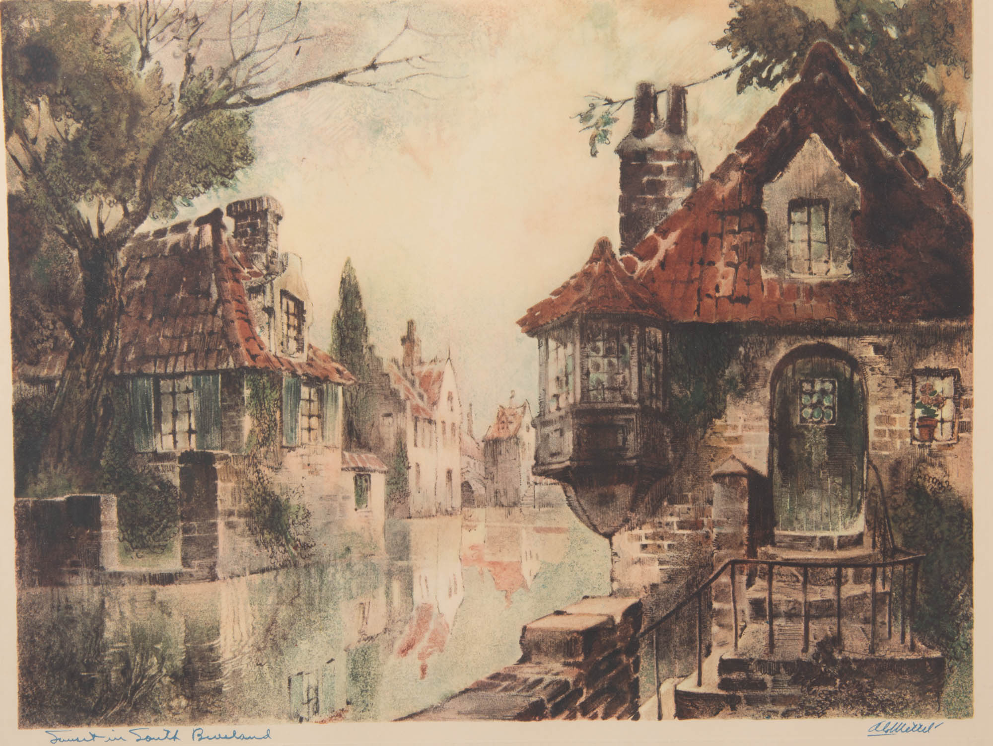 Al Wettel Signed Offset Lithograph "Sunset in South Beveland"