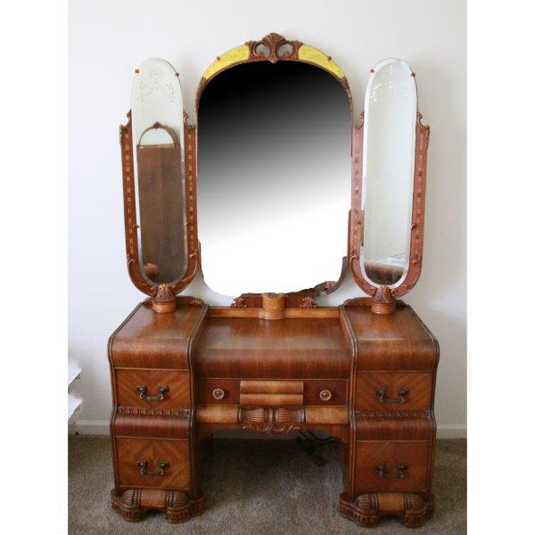 Circa 1930s Waterfall Vanity with Mirror