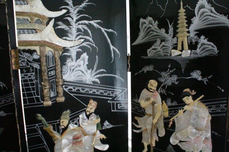 Chinese Four-Panel Folding Screen with the Eight Immortals