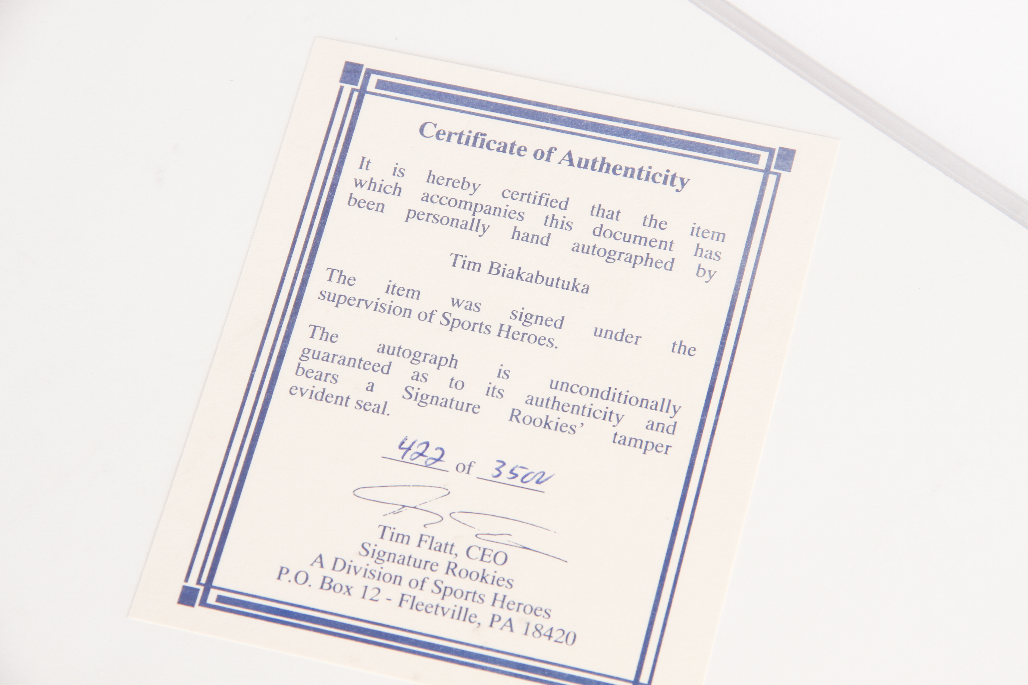 Signed Tim Bjakabutuka Photograph