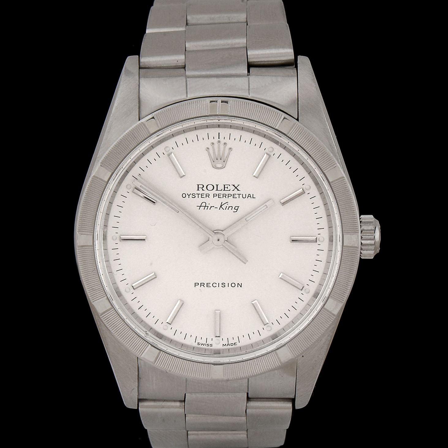 Men's Rolex Perpetual Air-King Stainless Steel Silver Index Automatic Watch