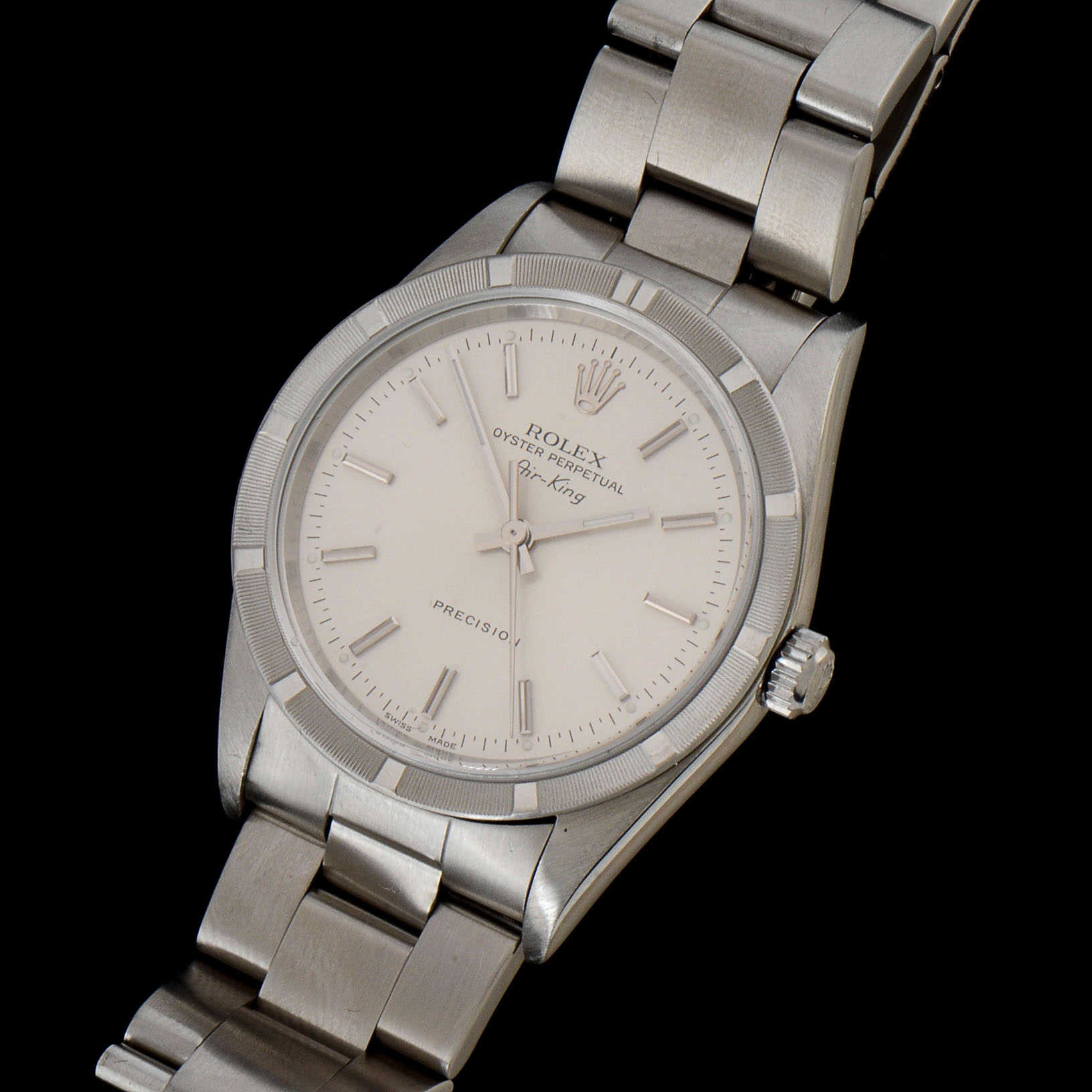 Men's Rolex Perpetual Air-King Stainless Steel Silver Index Automatic Watch