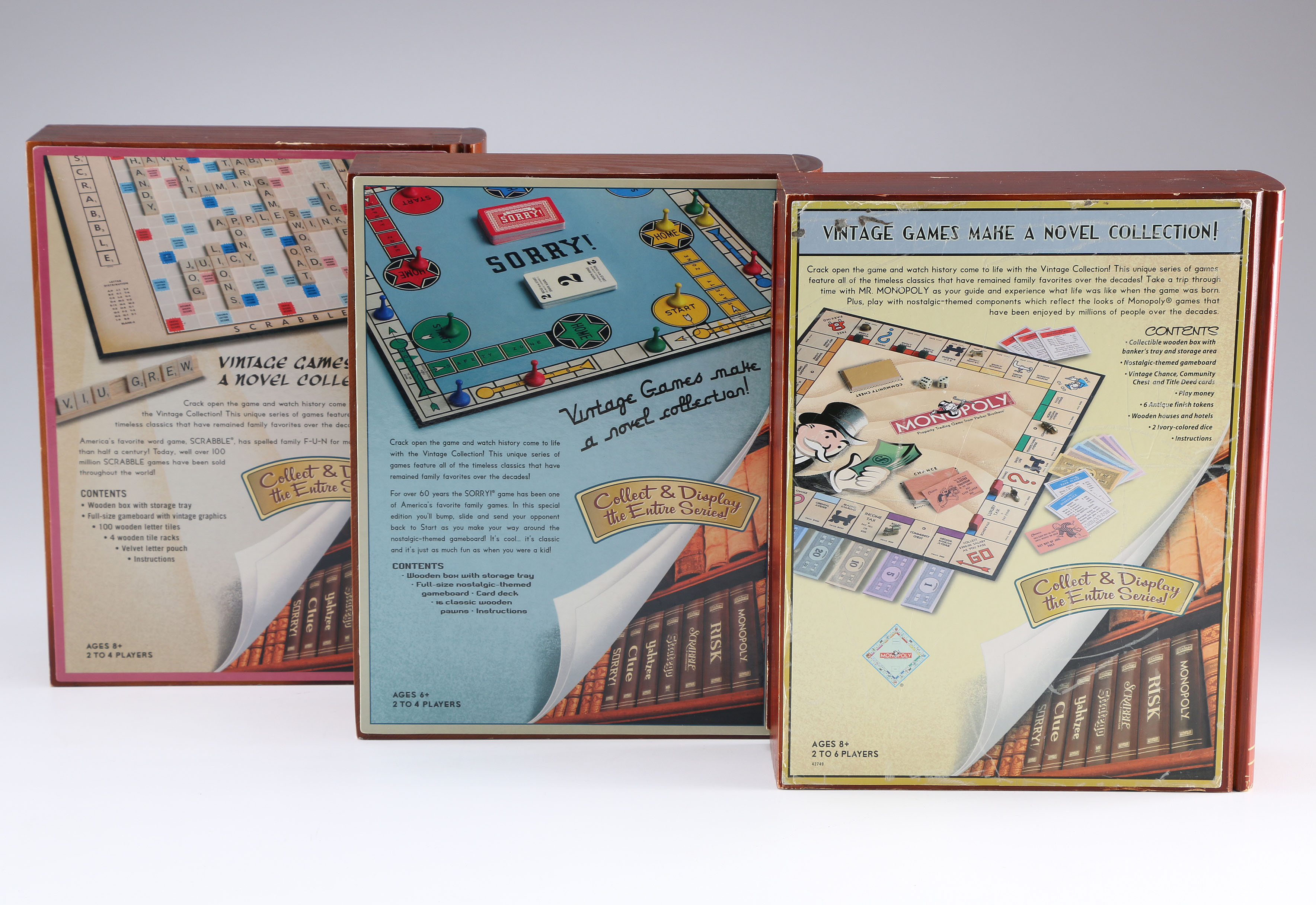 Collection of Board Games in Wood Boxes