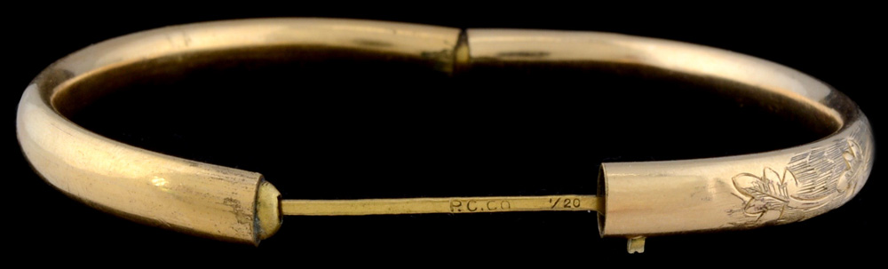 Vintage Gold-Filled Foliate Engraved Bangle Bracelet