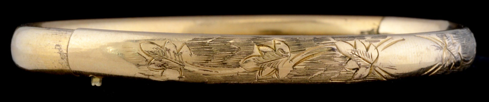 Vintage Gold-Filled Foliate Engraved Bangle Bracelet