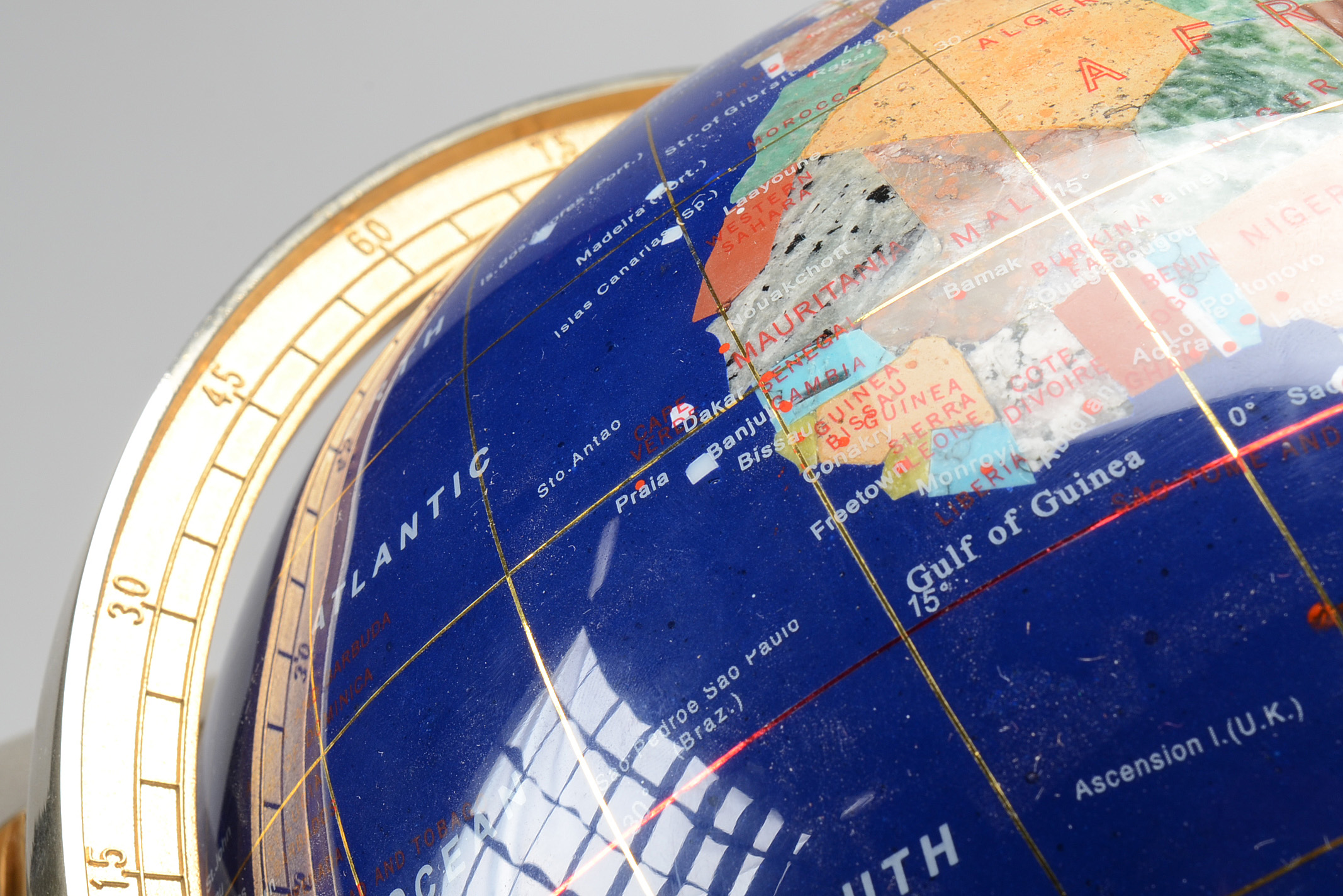 Semi-Precious Inlaid Desk World Globe