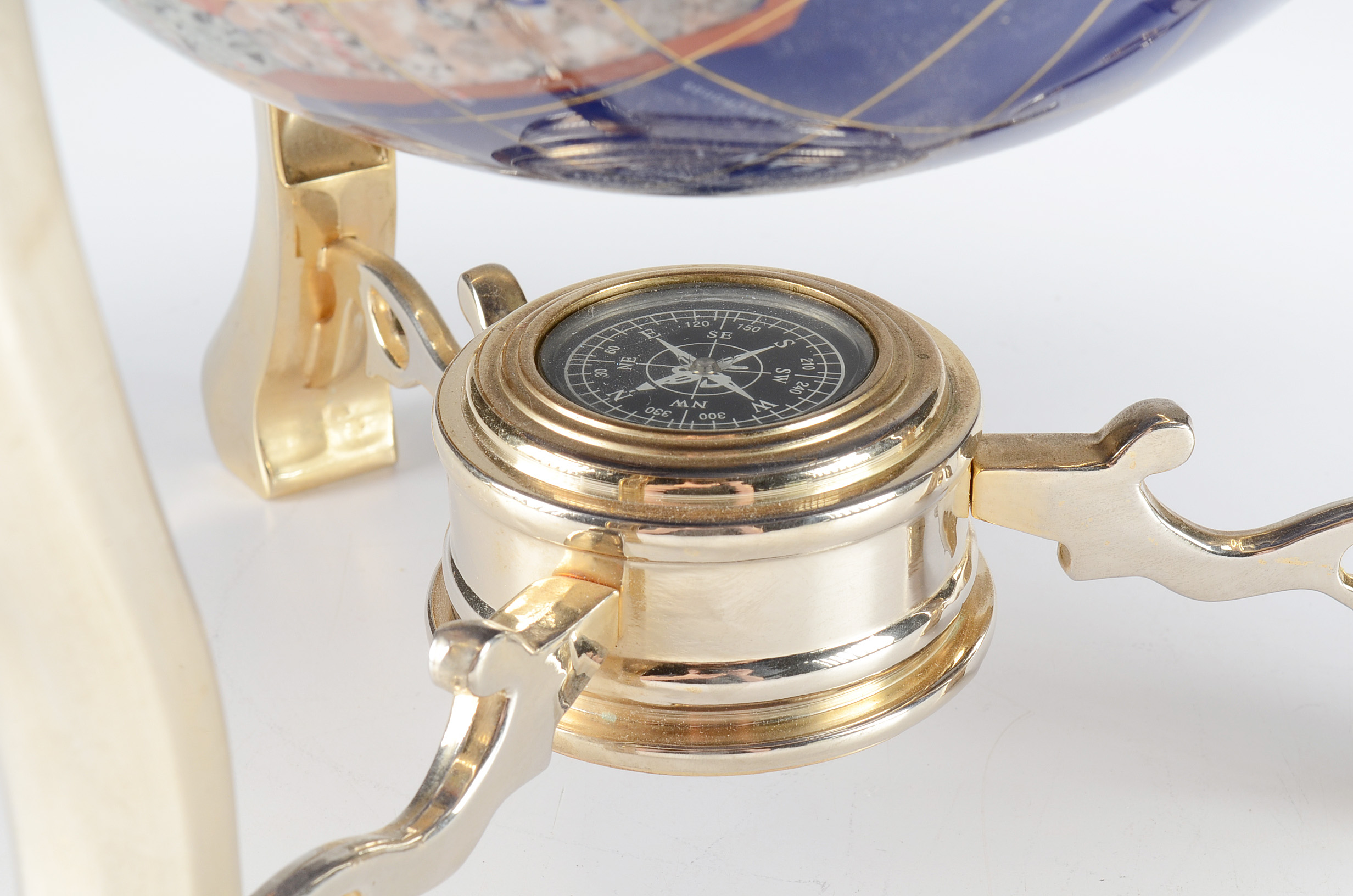 Semi-Precious Inlaid Desk World Globe