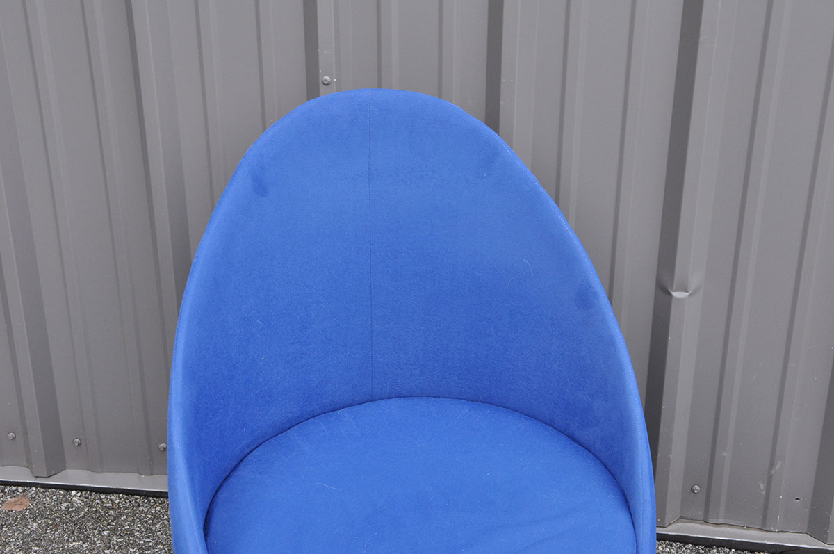 Pair of Mod Barrel Chairs in Blue Microsuede Upholstery