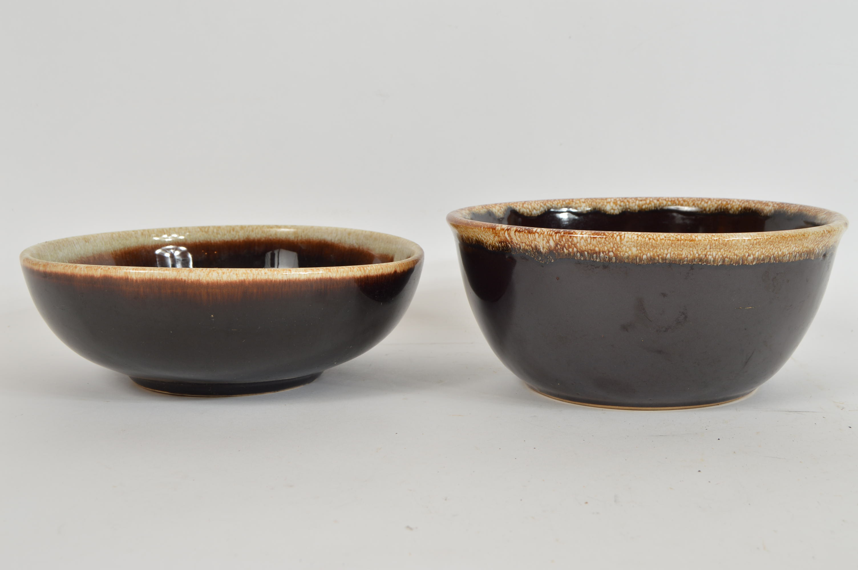Pair of Vintage Drip Glaze Ceramic Bowls