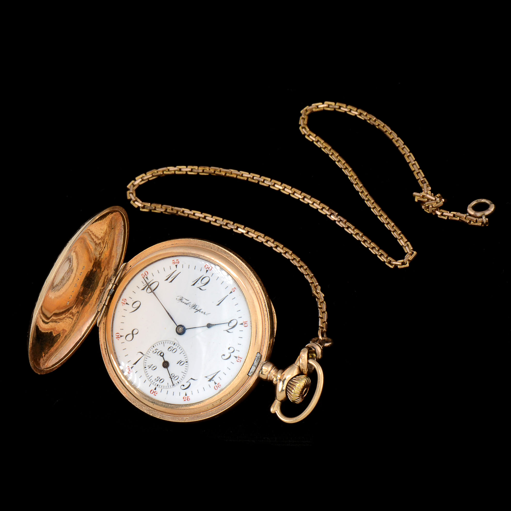 Early 20th Century F. Pieper Special Pocket Watch with Gold Filled Chain and Swivel
