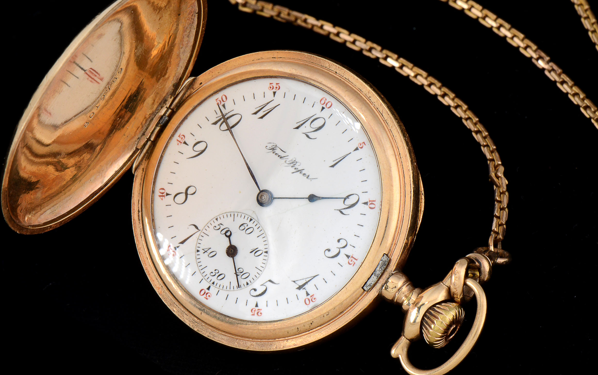 Early 20th Century F. Pieper Special Pocket Watch with Gold Filled Chain and Swivel