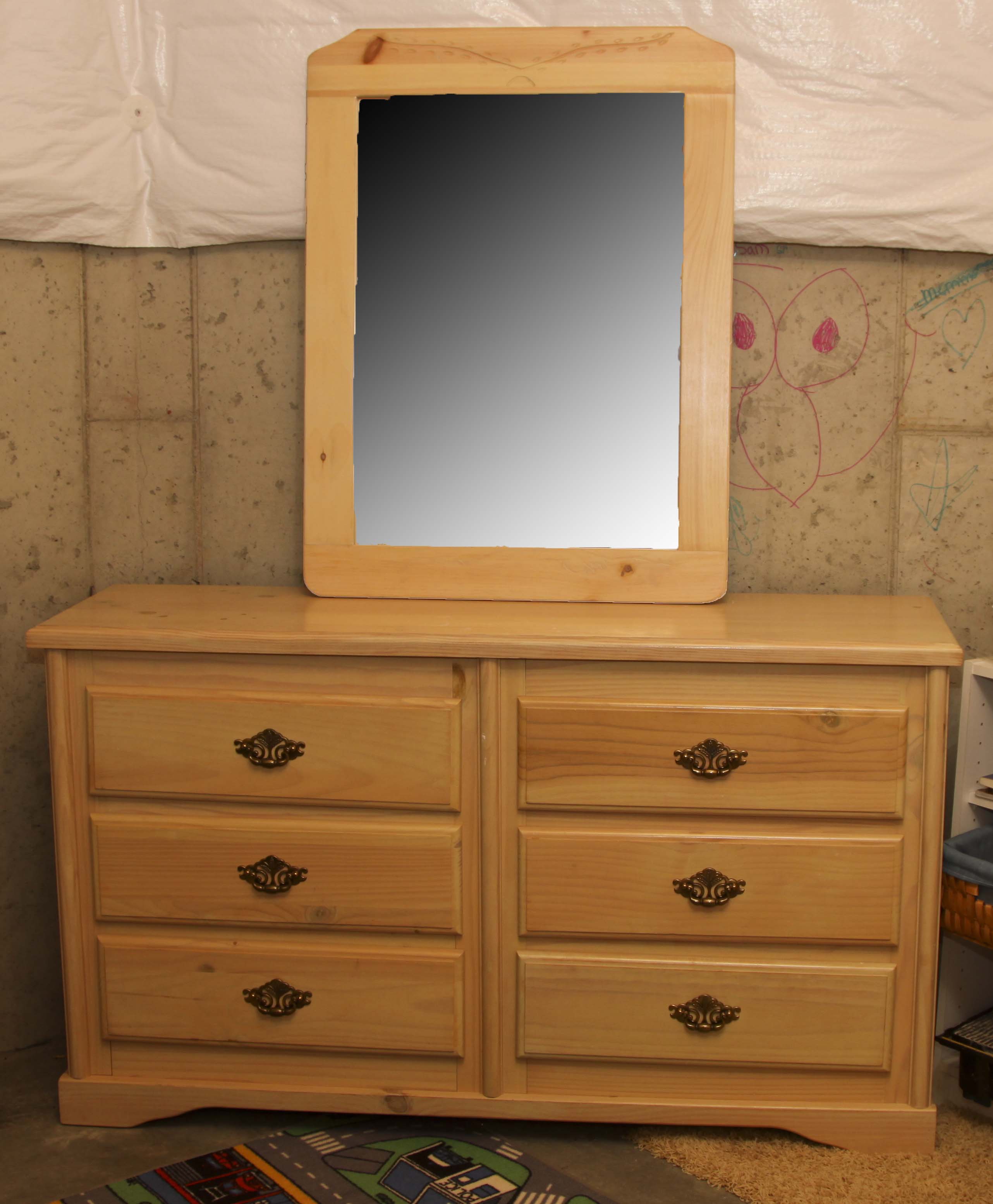Convertible Knotty Pine Dresser/Changing Table with Mirror