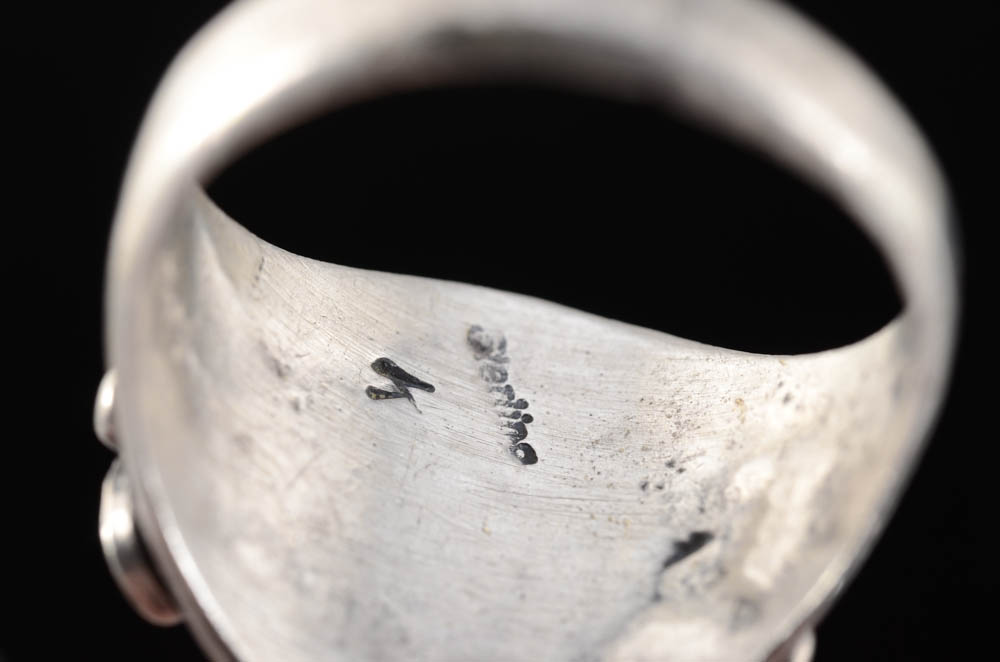 Keith James Signed Native American Navajo Silver and Turquoise Ring