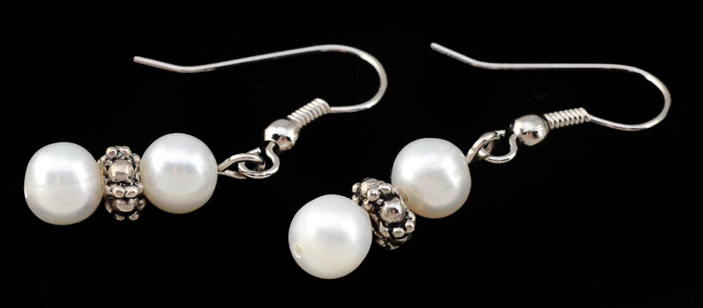 Grand-Parure Freshwater Cultured Pearl and Silvertone Beaded Set of Jewelry