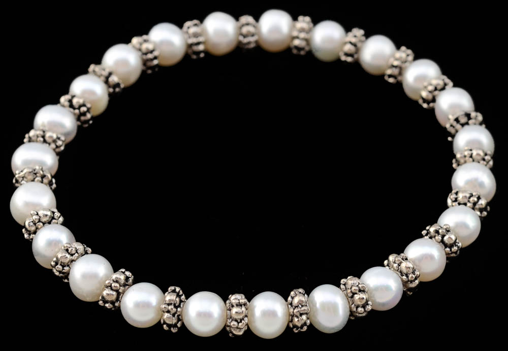 Grand-Parure Freshwater Cultured Pearl and Silvertone Beaded Set of Jewelry