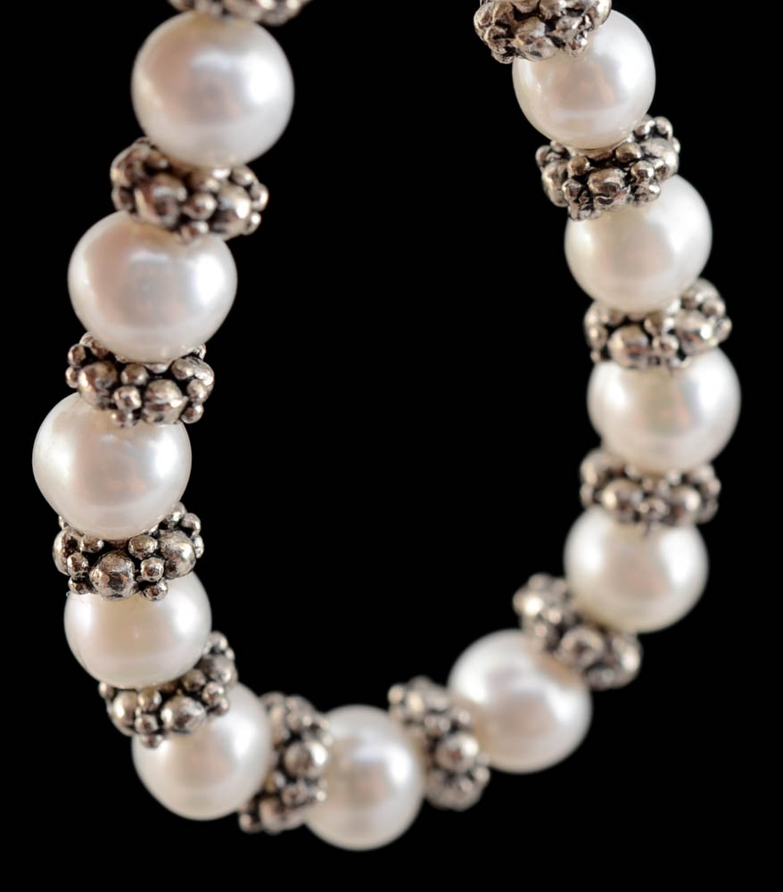 Grand-Parure Freshwater Cultured Pearl and Silvertone Beaded Set of Jewelry