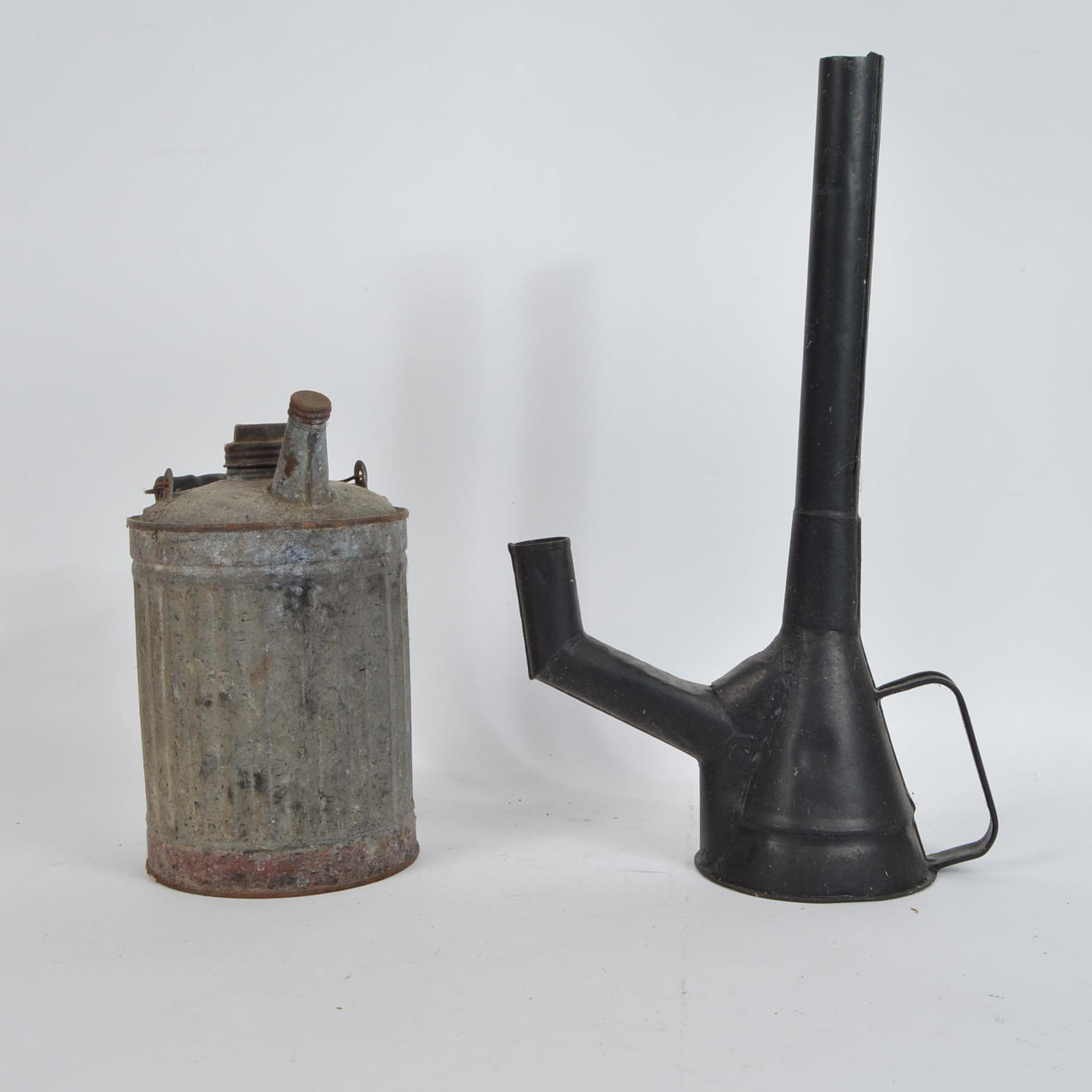 Vintage Metal Gas Can and Funnel