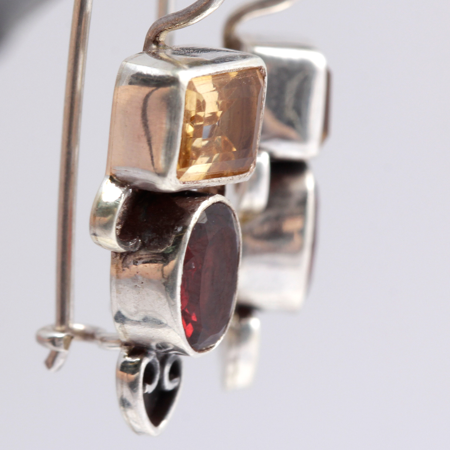 Sterling Silver Garnet and Citrine Earrings