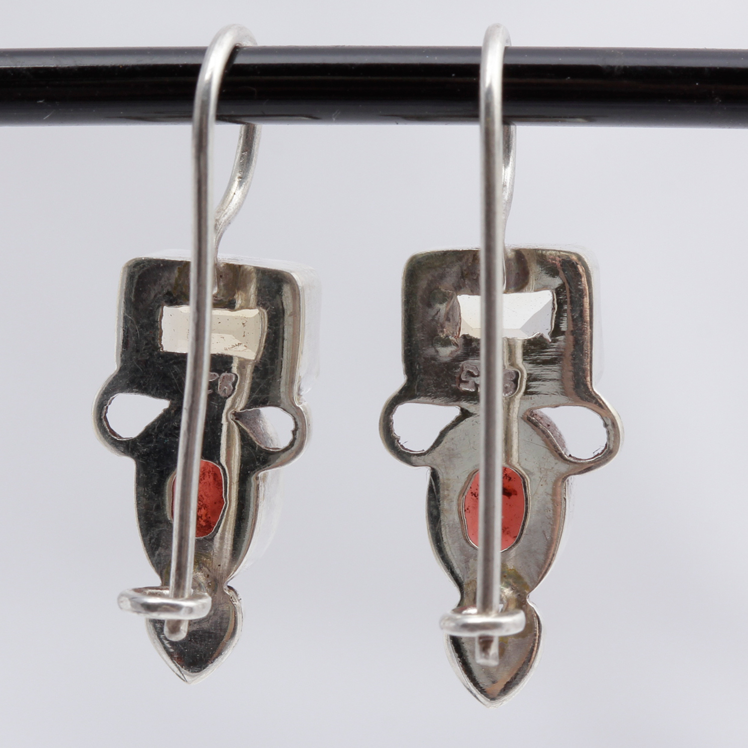 Sterling Silver Garnet and Citrine Earrings