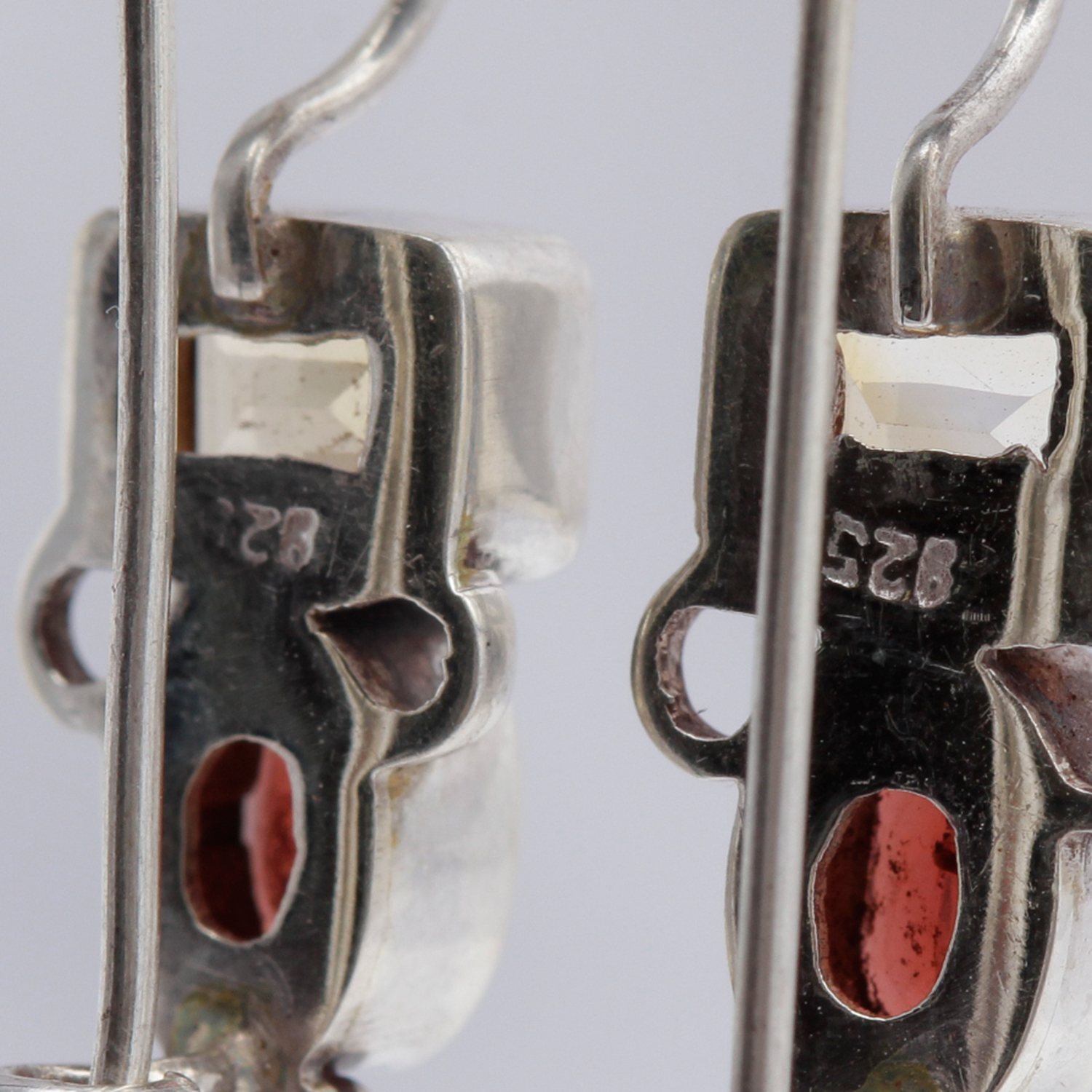 Sterling Silver Garnet and Citrine Earrings