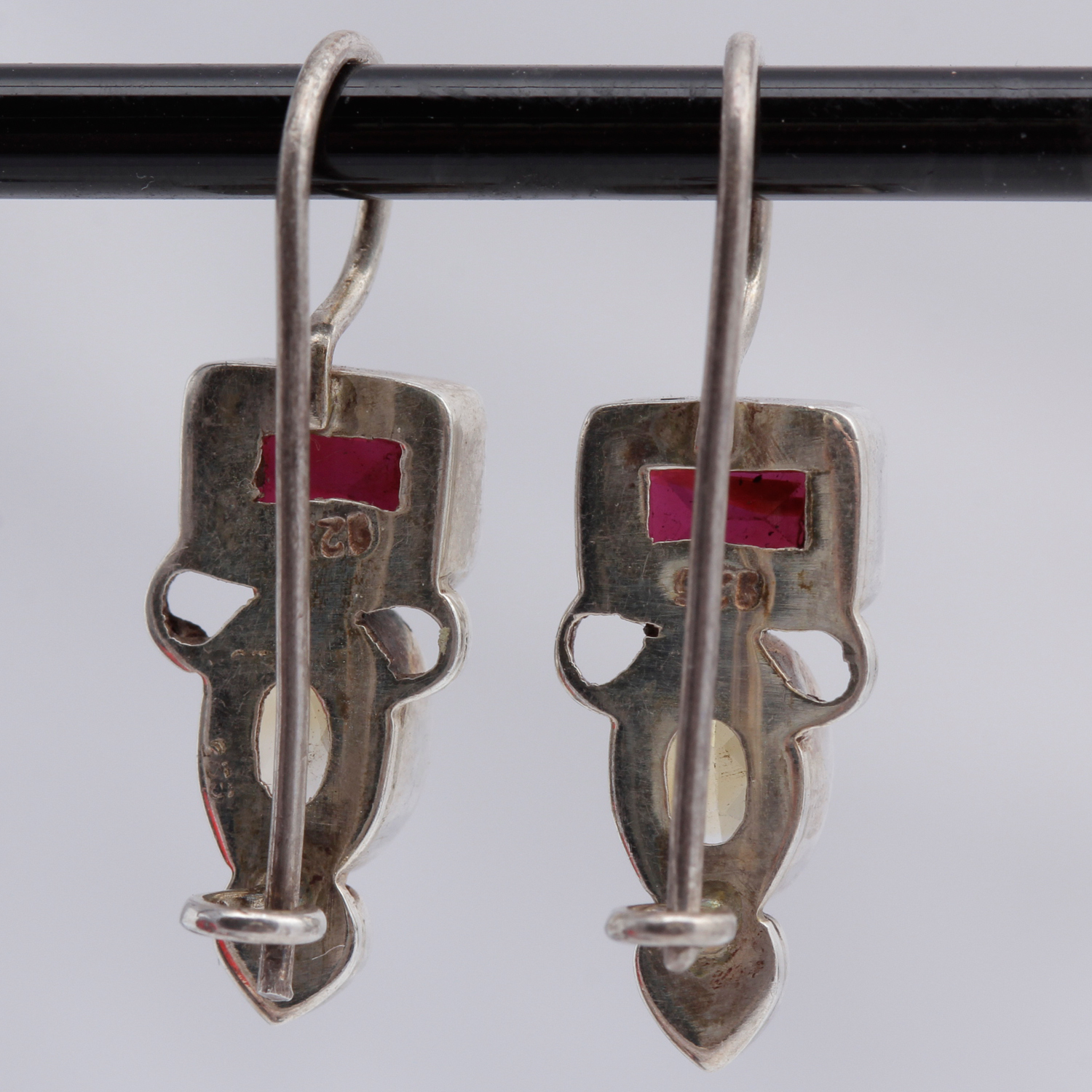 Sterling Silver Garnet and Citrine Earrings