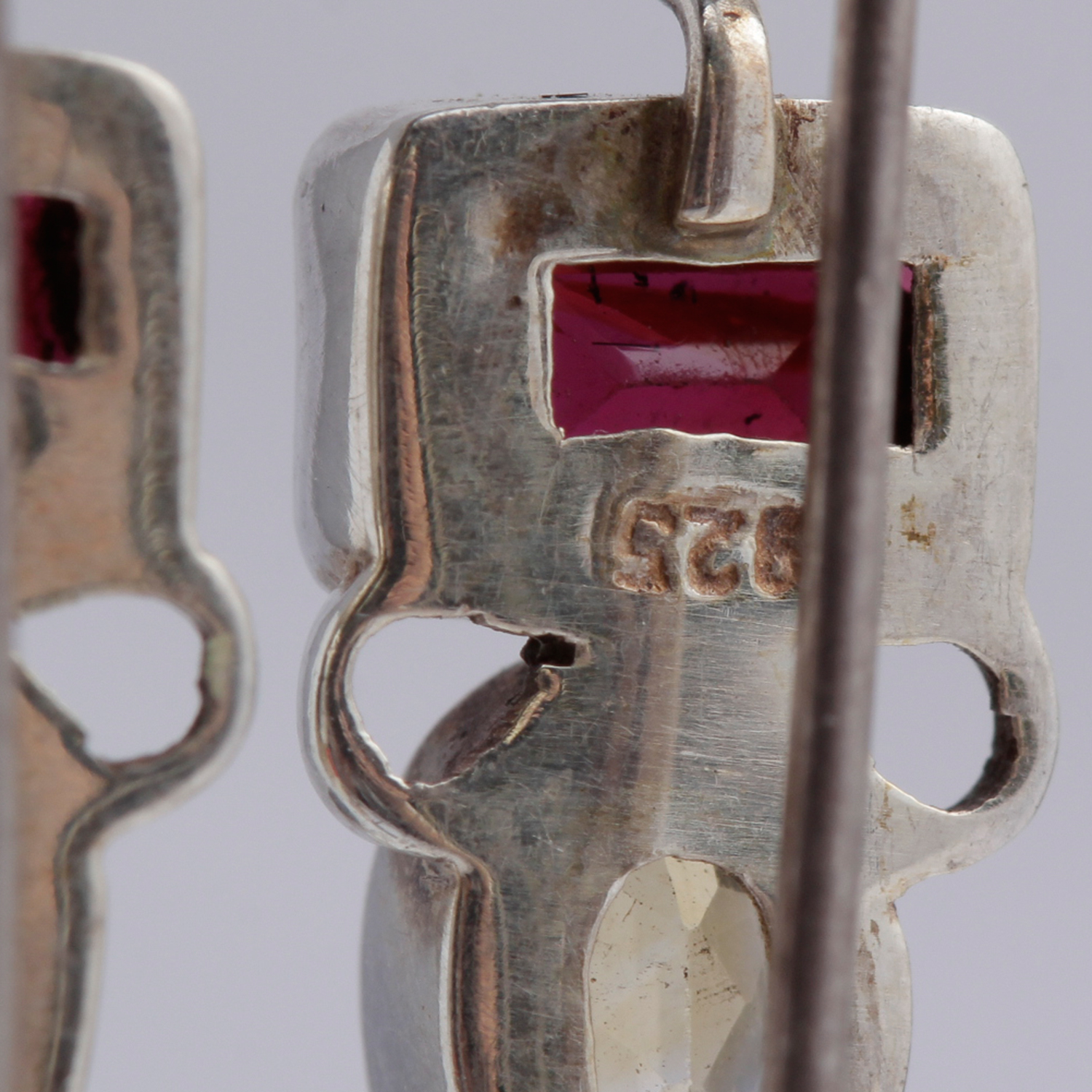 Sterling Silver Garnet and Citrine Earrings