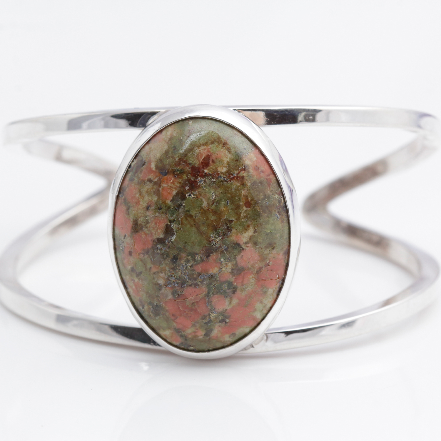 Sterling Silver Unakite Cuff