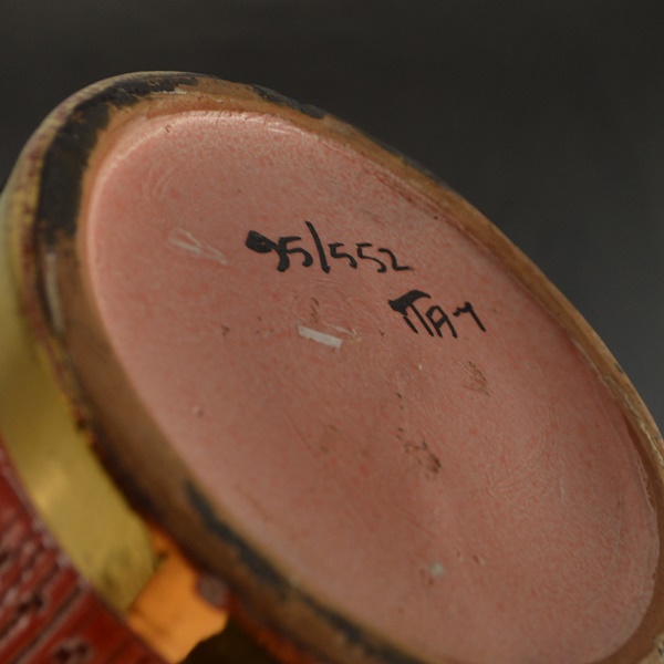 Orange Glazed Pottery Bottle, Ovoid Shaped Bank and Vase