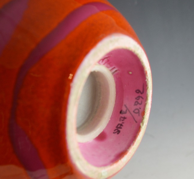 Orange Glazed Pottery Bottle, Ovoid Shaped Bank and Vase