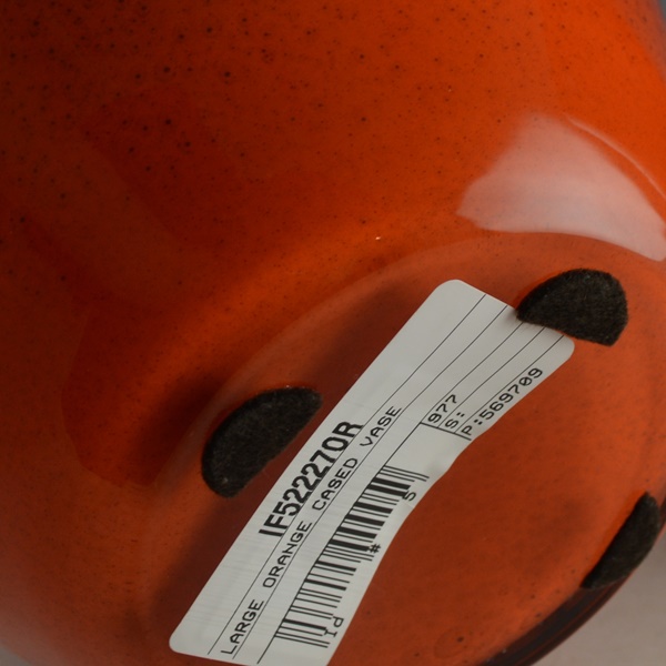 Two Contemporary Orange Glass Vases