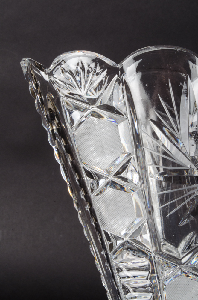 Vintage Cut Glass Fan Vase