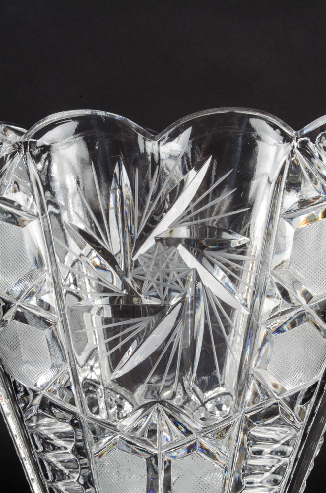 Vintage Cut Glass Fan Vase