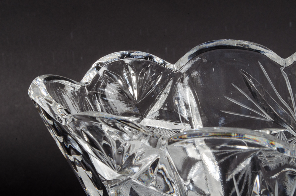 Vintage Cut Glass Fan Vase