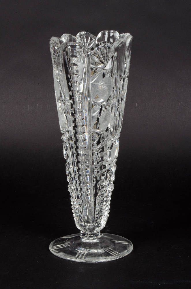 Vintage Cut Glass Fan Vase