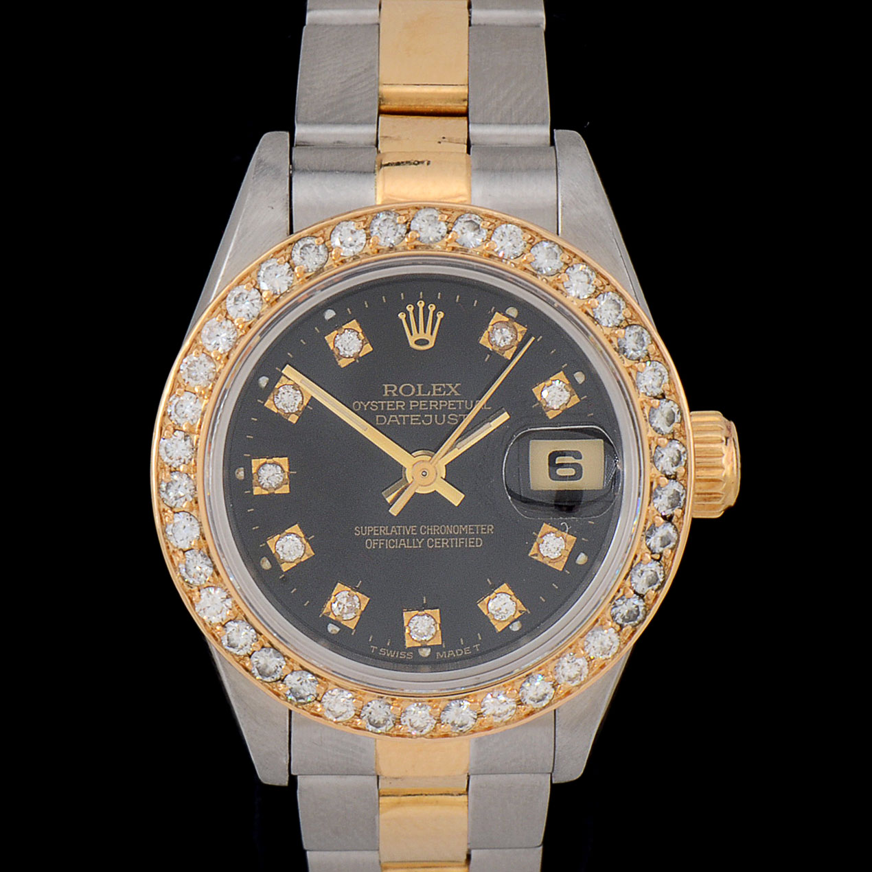 Women's Rolex Datejust 18K Yellow Gold and Stainless Steel Diamond Dial and Bezel Automatic Watch