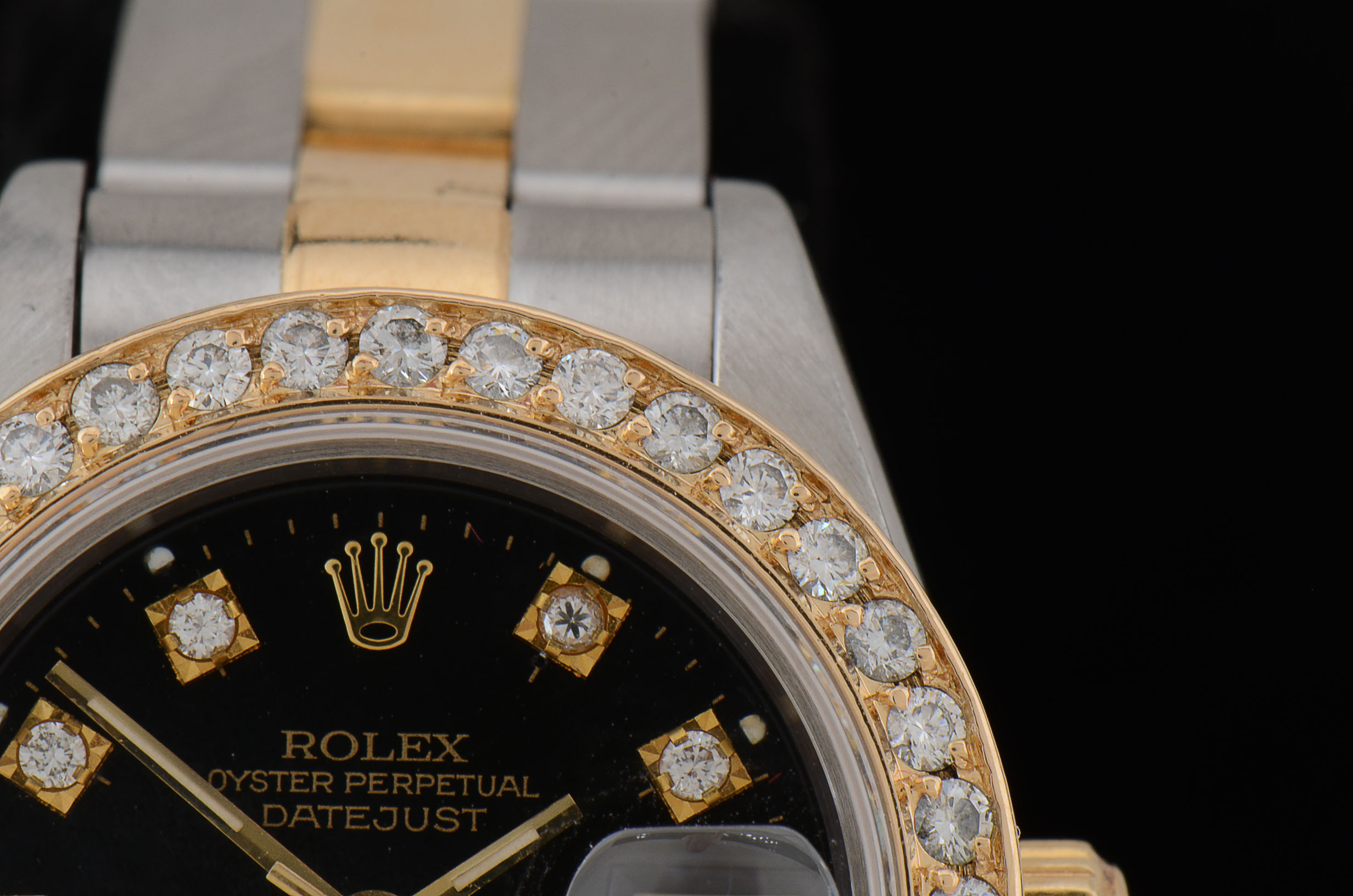 Women's Rolex Datejust 18K Yellow Gold and Stainless Steel Diamond Dial and Bezel Automatic Watch