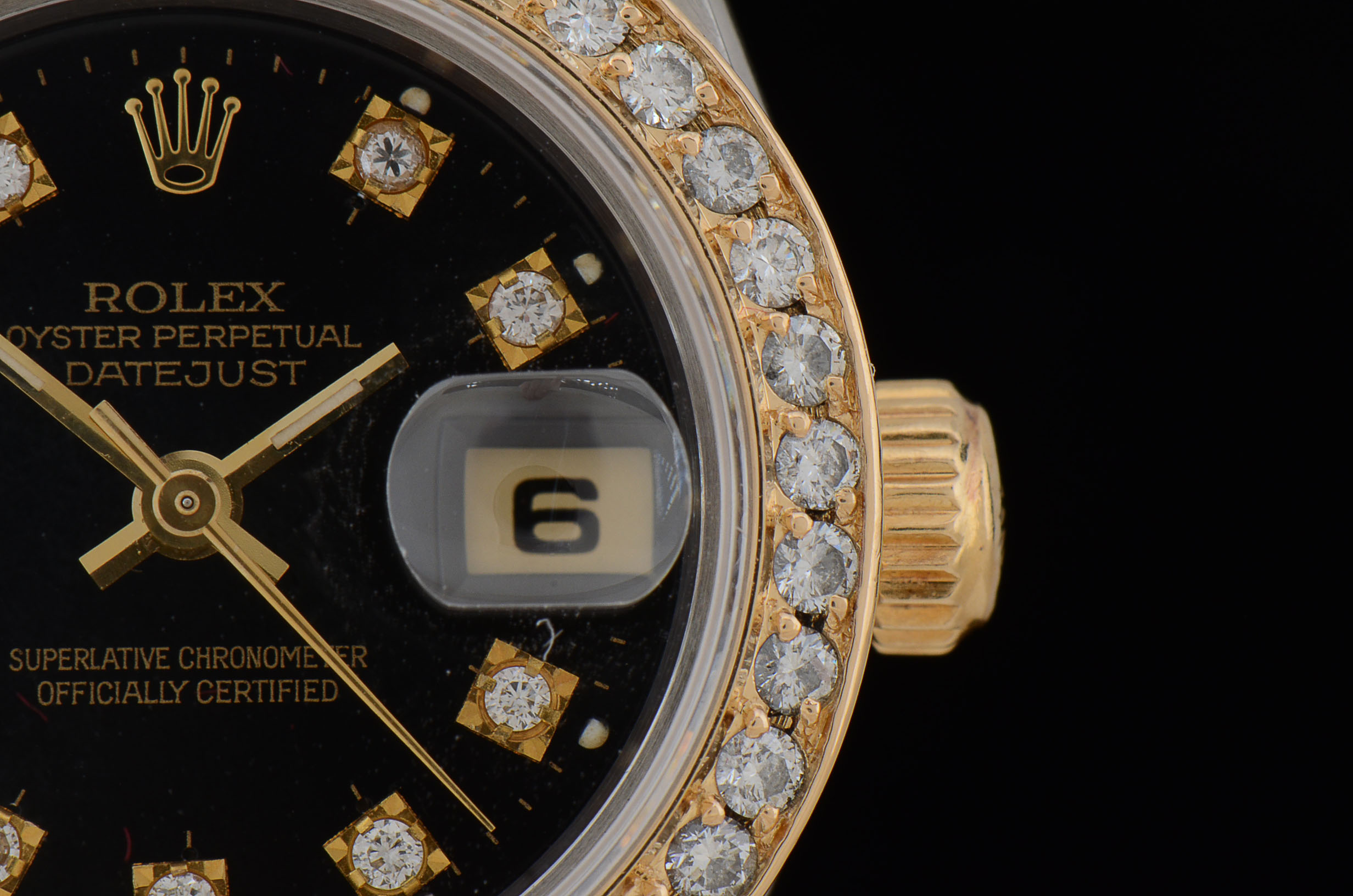 Women's Rolex Datejust 18K Yellow Gold and Stainless Steel Diamond Dial and Bezel Automatic Watch