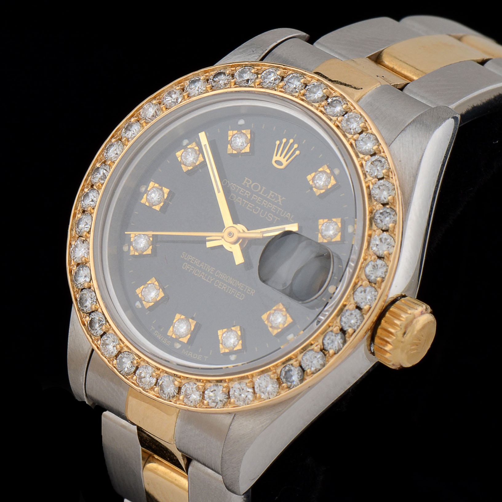 Women's Rolex Datejust 18K Yellow Gold and Stainless Steel Diamond Dial and Bezel Automatic Watch