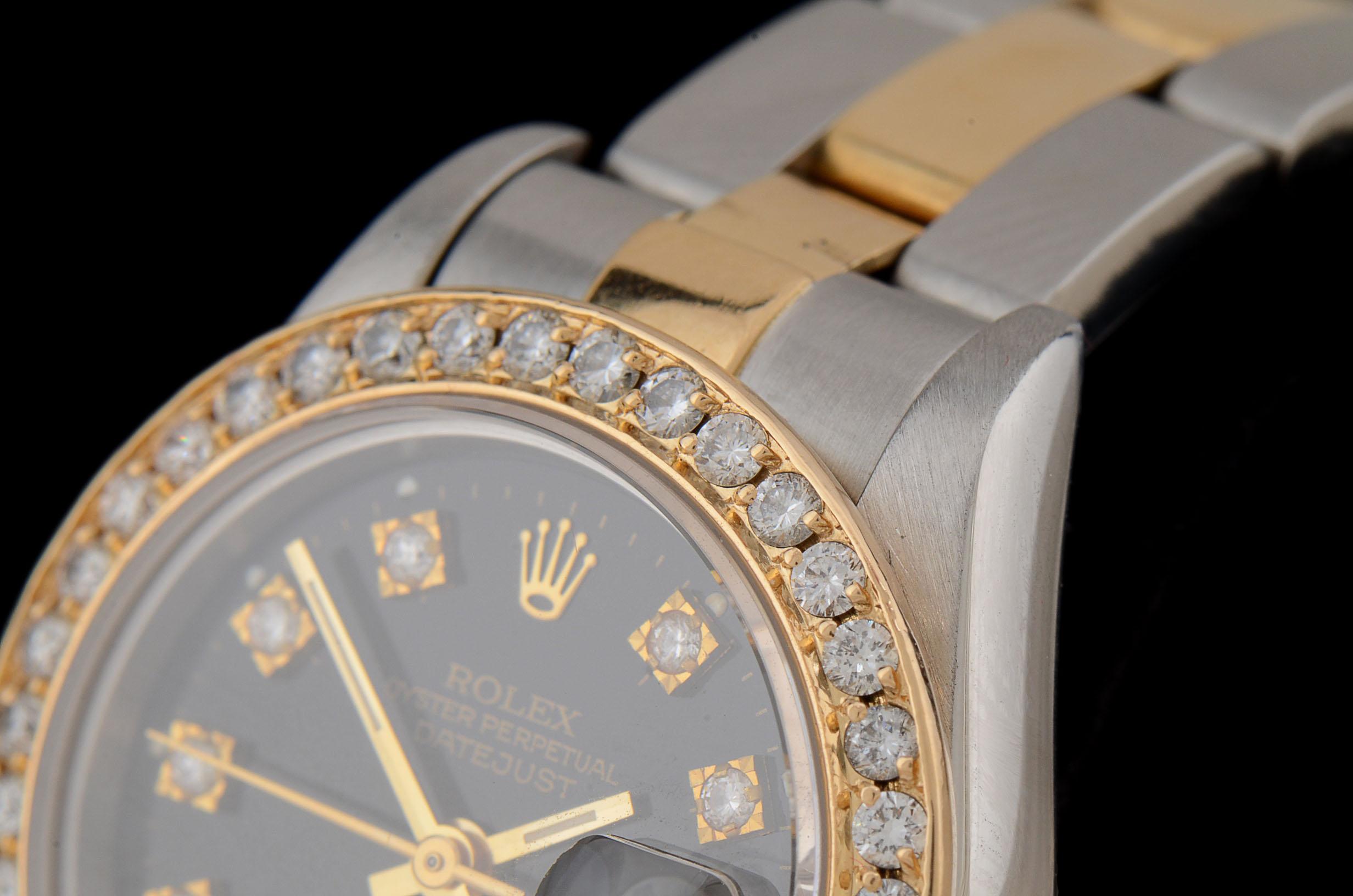 Women's Rolex Datejust 18K Yellow Gold and Stainless Steel Diamond Dial and Bezel Automatic Watch