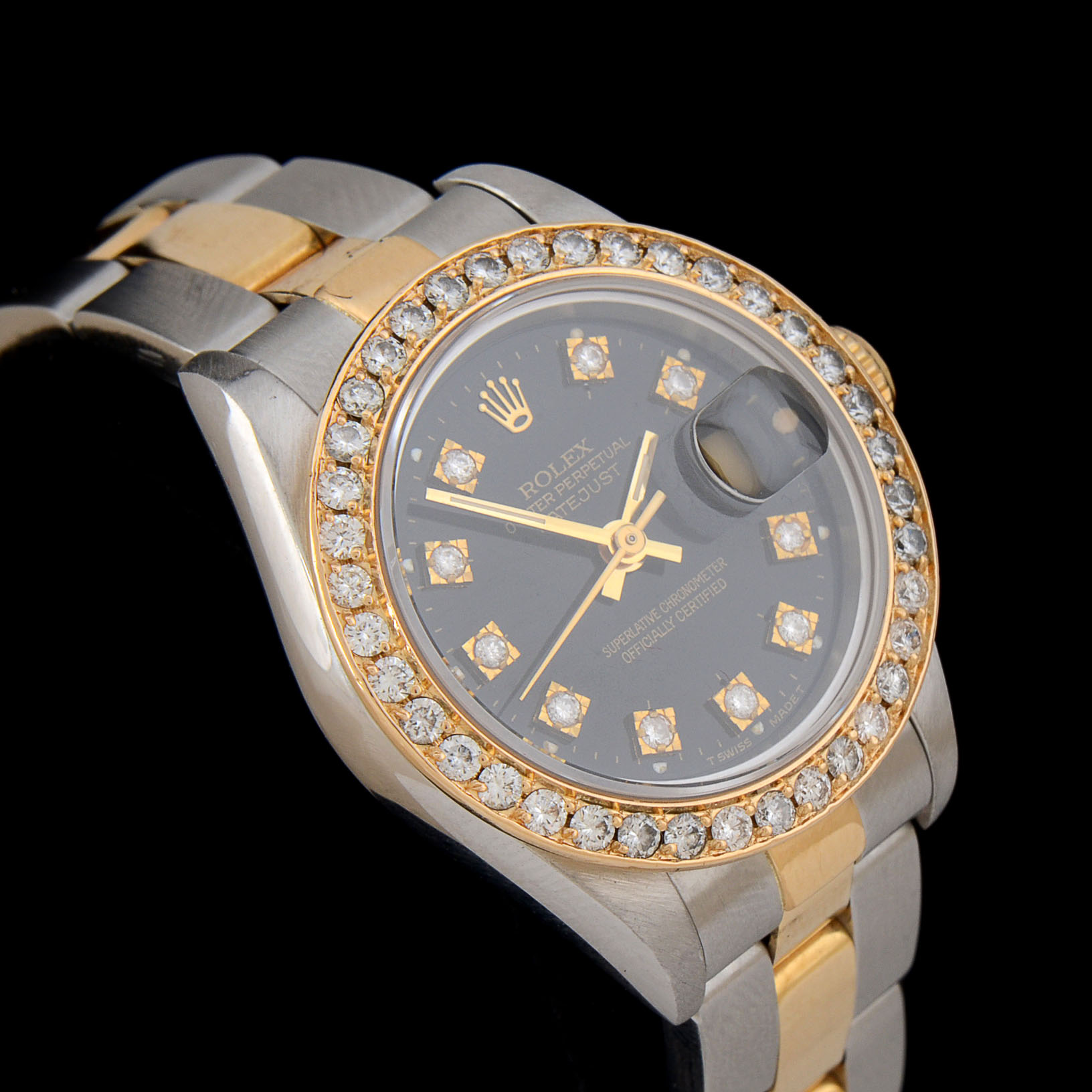 Women's Rolex Datejust 18K Yellow Gold and Stainless Steel Diamond Dial and Bezel Automatic Watch