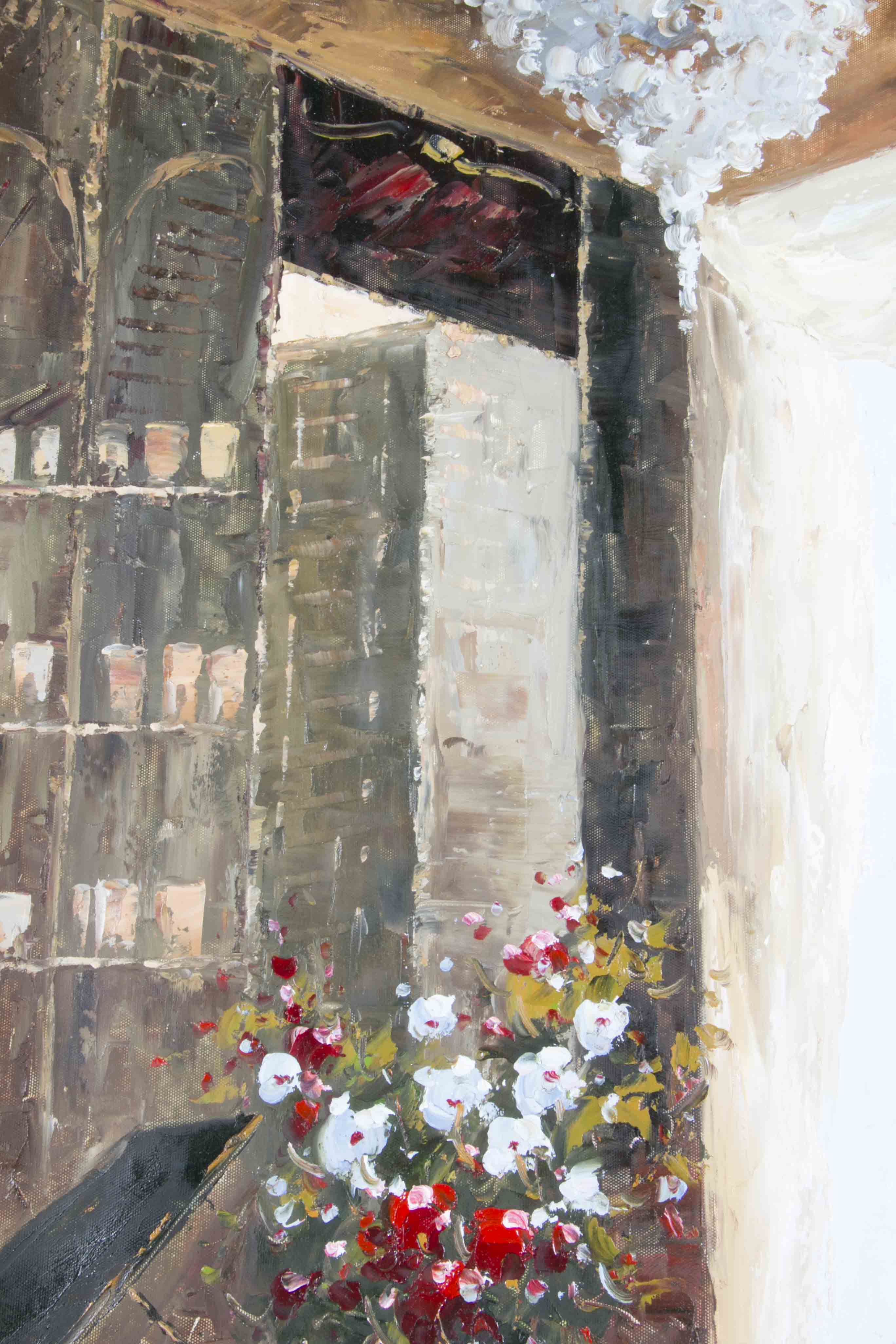 Original Oil Painting of Interior Scene with Piano